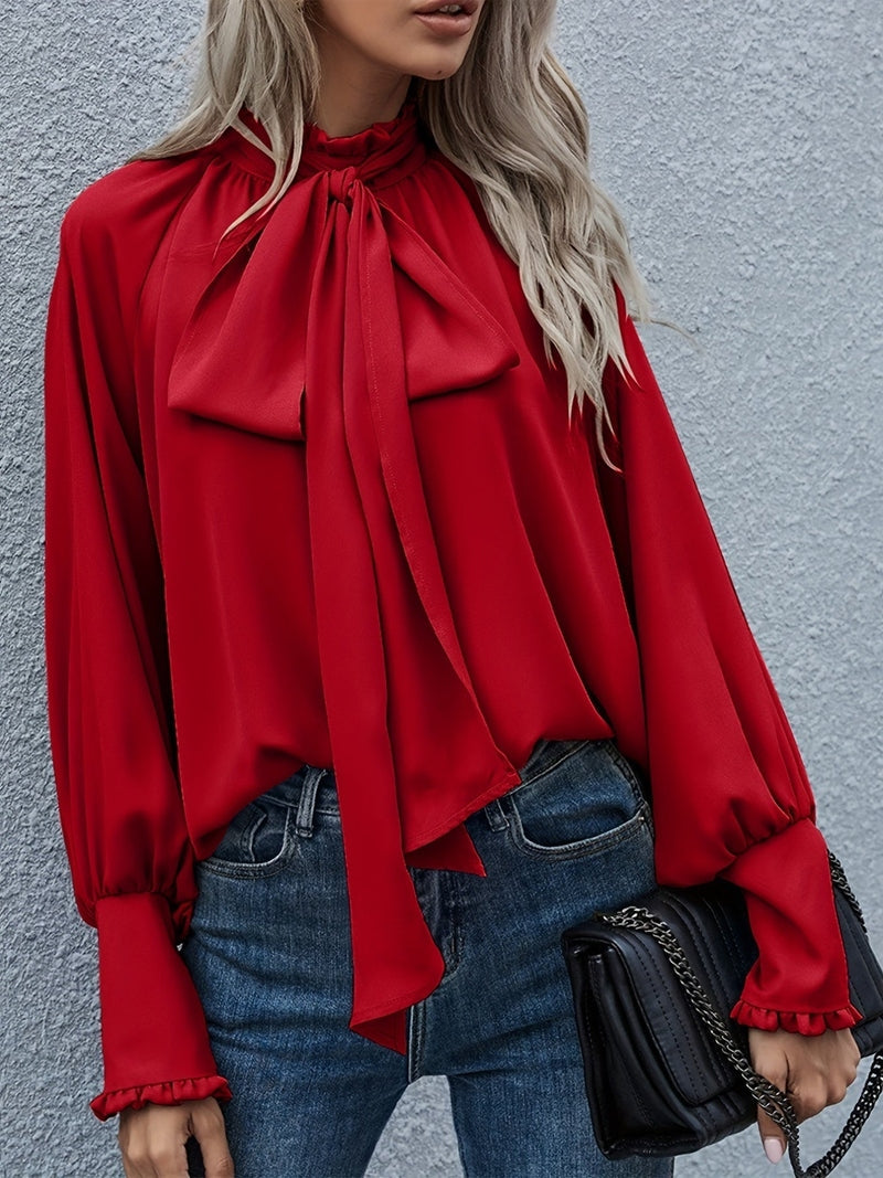 Blusa di Tendenza Riali | Camicia Donna Elegante con Fiocco e Maniche a Sbuffo per Primavera-Estate TIAMUSE Shirts