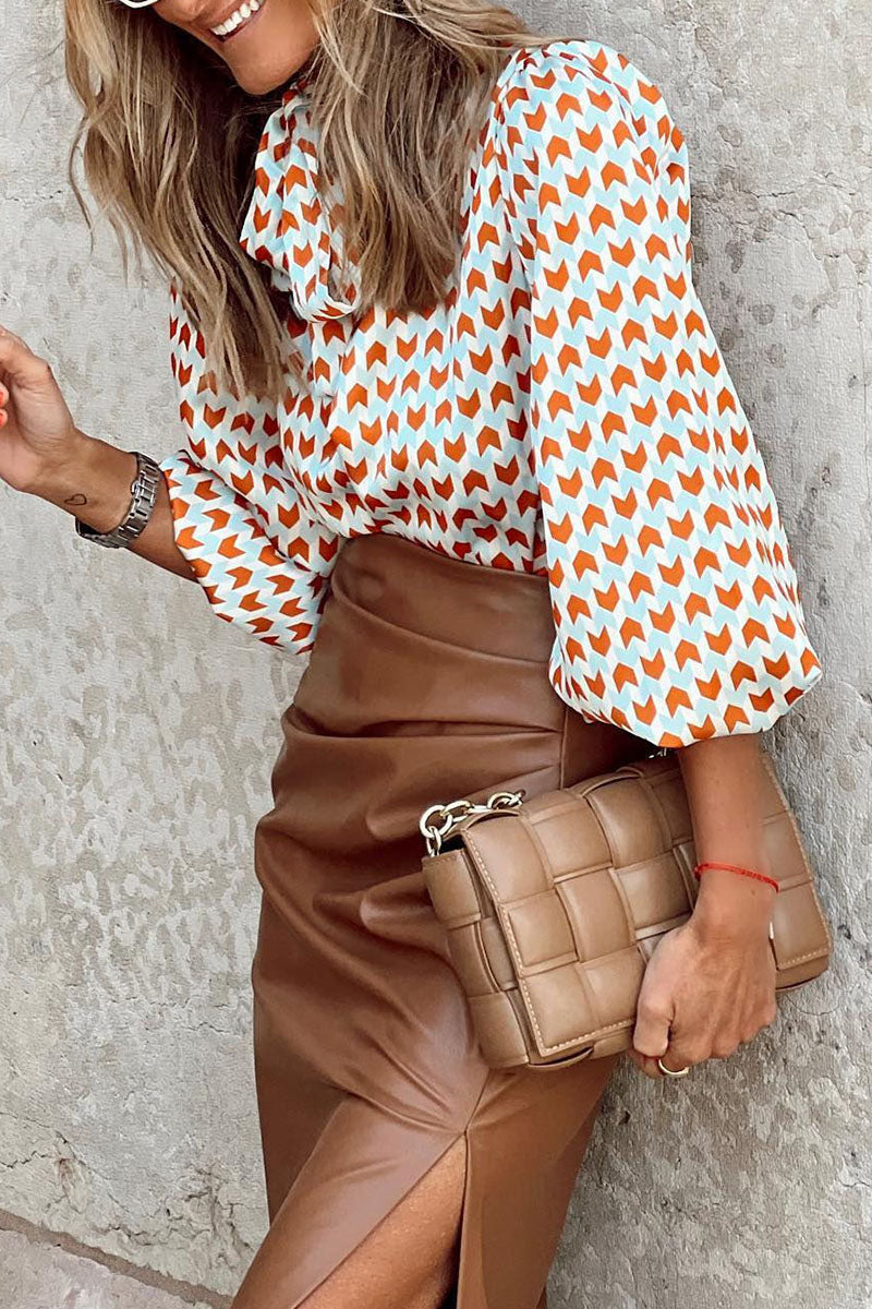 Bluse Casual con Collo a Nastro in Stile Patchwork | Emily TIAMUSE Tops/Blouses & Shirts
