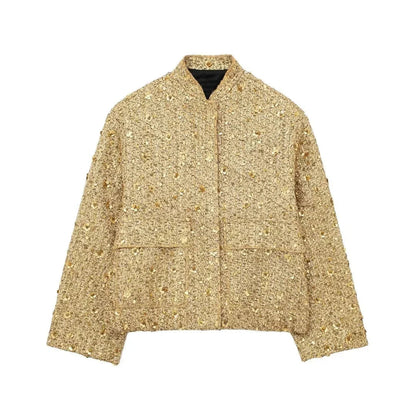 Bomber Oversize da Donna in Paillettes | Nero & Oro – per Tutti i Giorni e per Occasioni Speciali TIAMUSE Outwear