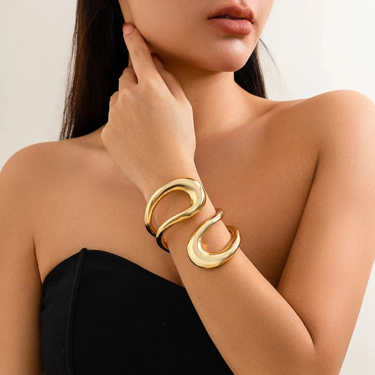 Bracciale Geometrico Oro Donna – Statement Bracelet per Look Urban e Trendy TIAMUSE Bracciale