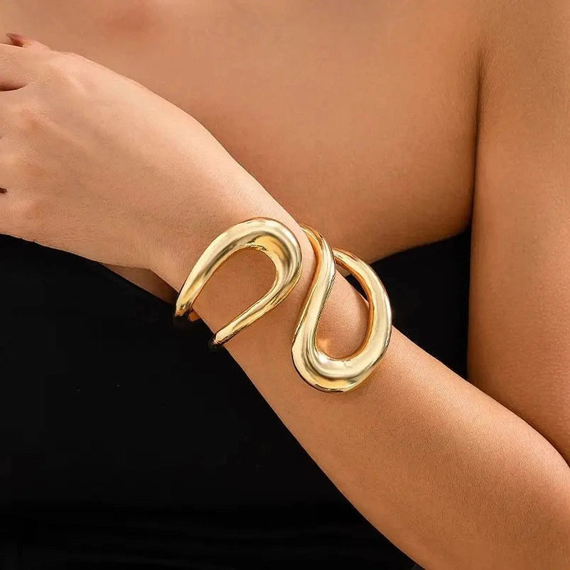 Bracciale Geometrico Oro Donna – Statement Bracelet per Look Urban e Trendy TIAMUSE Bracciale
