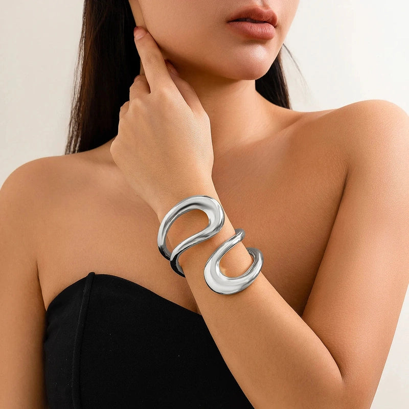 Bracciale Geometrico Oro Donna – Statement Bracelet per Look Urban e Trendy TIAMUSE Bracciale