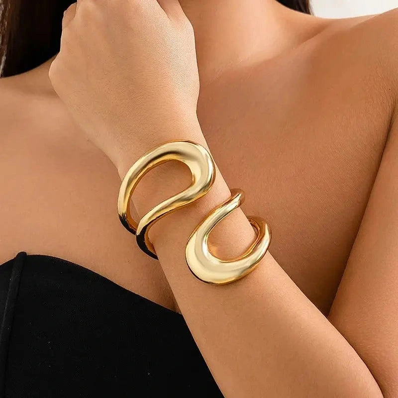 Bracciale Geometrico Oro Donna – Statement Bracelet per Look Urban e Trendy TIAMUSE Bracciale