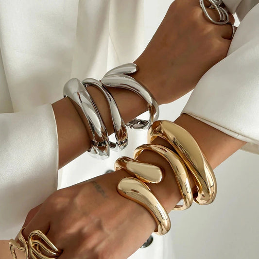 Bracciale Rigido Scultoreo Lucido – Accessorio Elegante Donna 2025 TIAMUSE Bracciali