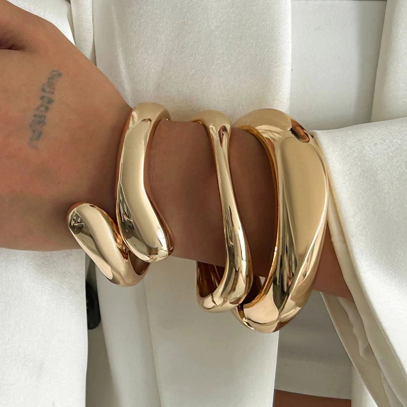 Bracciale Rigido Scultoreo Lucido – Accessorio Elegante Donna 2025 TIAMUSE Bracciali