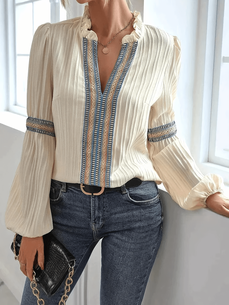 Camicetta Boho Chic in Pizzo Bianco da Donna | Stile Fresco ed Elegante Rita TIAMUSE Blusa