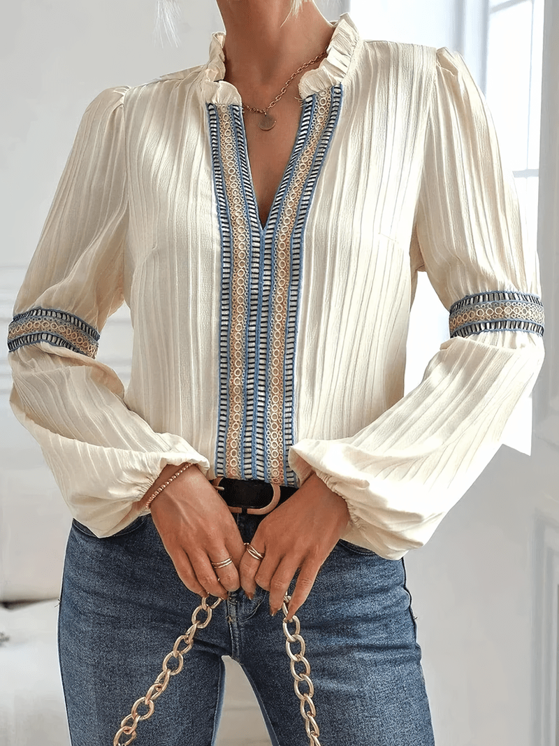 Camicetta Boho Chic in Pizzo Bianco da Donna | Stile Fresco ed Elegante Rita TIAMUSE Blusa