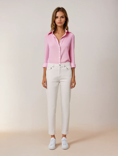 Camicia Freja in Lino con Finitura Testurizzata – Vestibilità Morbida per l’Estate TIAMUSE Camicia