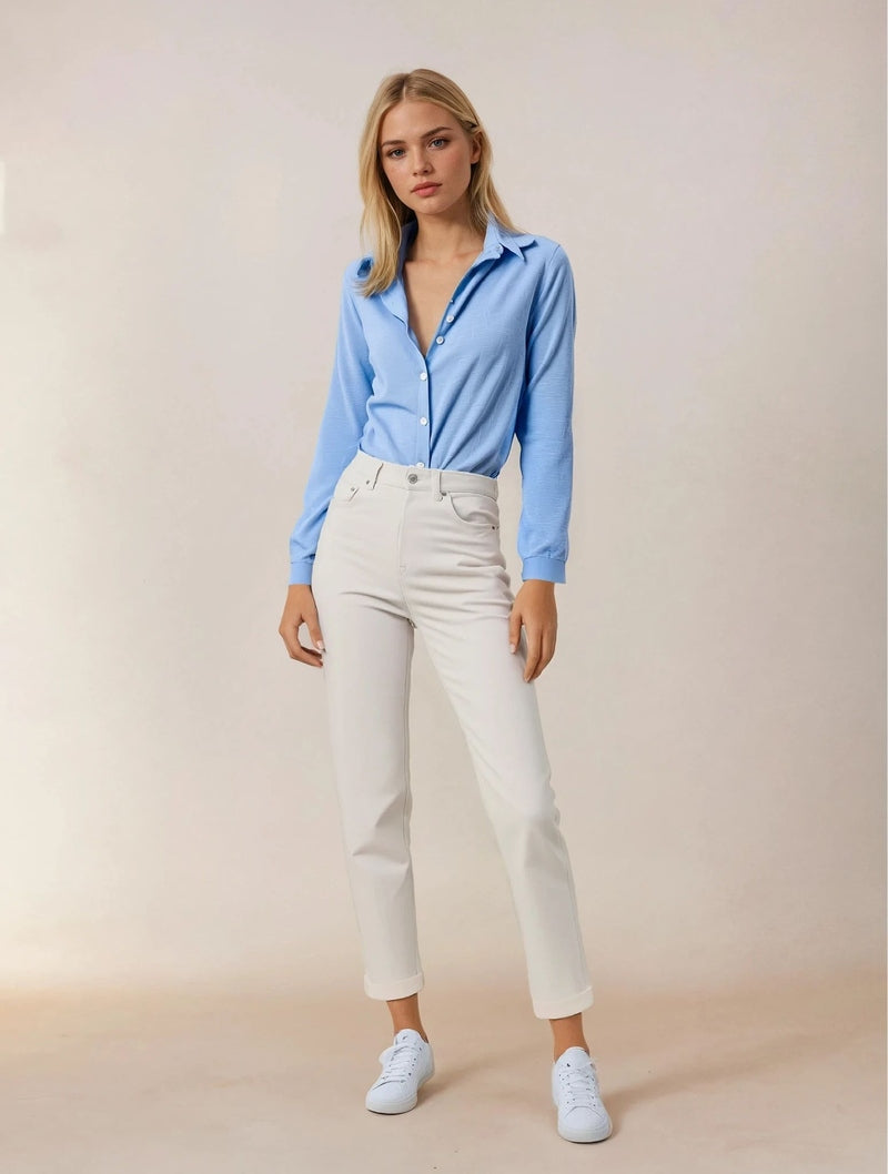 Camicia Freja in Lino con Finitura Testurizzata – Vestibilità Morbida per l’Estate TIAMUSE Camicia