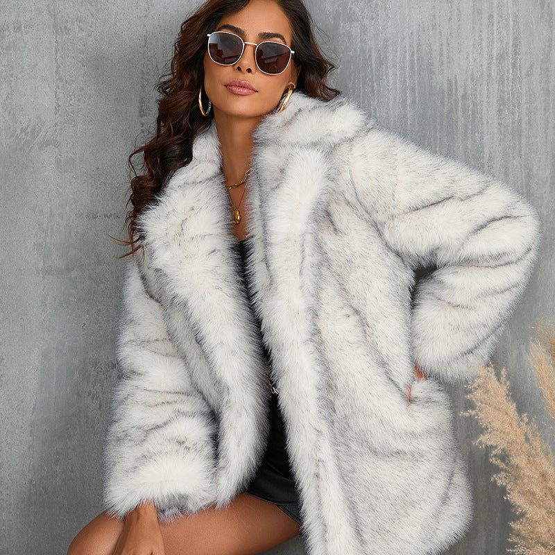 Cappotto Invernale Donna Con Collo In Pelliccia Tasche E Maniche Regolari | Glori TIAMUSE Outwear