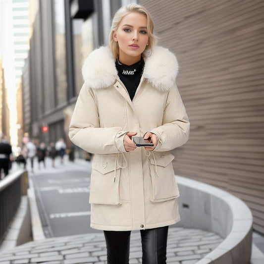 Cappotto Invernale Lungo da Donna con Cappuccio e Rifiniture in Pelliccia | Giacca Invernale TIAMUSE Outwear