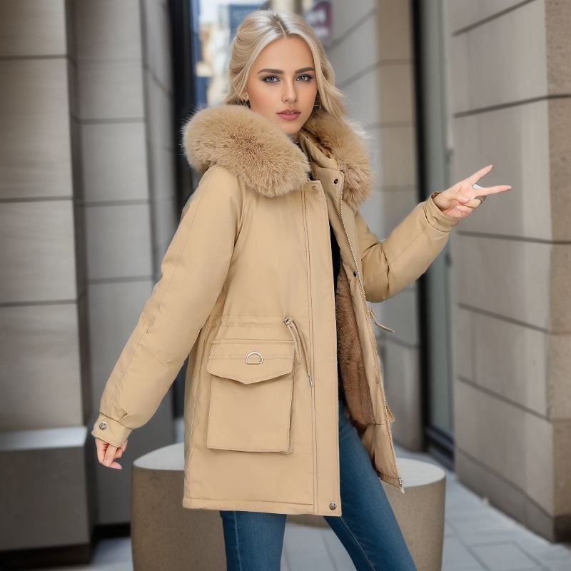 Cappotto Invernale Lungo da Donna con Cappuccio e Rifiniture in Pelliccia | Giacca Invernale TIAMUSE Outwear