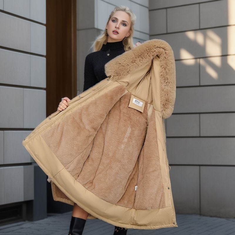 Cappotto Invernale Lungo da Donna con Cappuccio e Rifiniture in Pelliccia | Giacca Invernale TIAMUSE Outwear