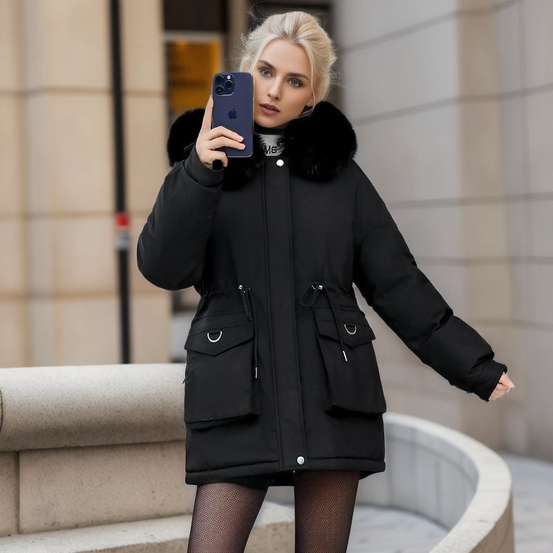 Cappotto Invernale Lungo da Donna con Cappuccio e Rifiniture in Pelliccia | Giacca Invernale TIAMUSE Outwear