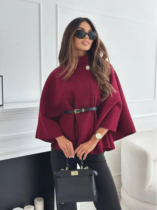 Cappotto Mantella Elegante da Donna con Dettaglio Collo Alto Raffinato | Gabrieli TIAMUSE Outwear