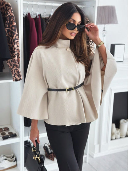 Cappotto Mantella Elegante da Donna con Dettaglio Collo Alto Raffinato | Gabrieli TIAMUSE Outwear