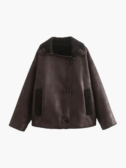 Cappotto Montone Donna | Dettagli in Ecopelle, Caldo Invernale TIAMUSE Outwear