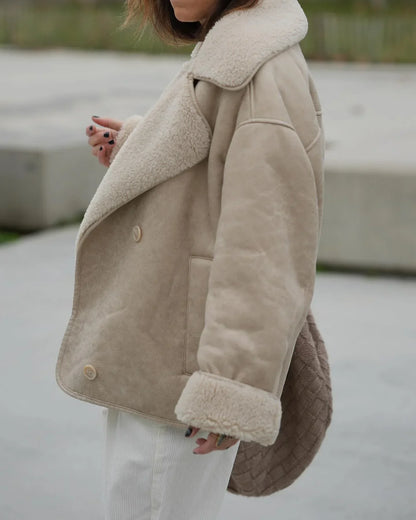 Cappotto Montone Donna | Dettagli in Ecopelle, Caldo Invernale TIAMUSE Outwear