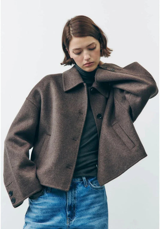 Cappotto Oversize da Donna – Elegante Сappotto Сorto con Bottoni TIAMUSE Outwear