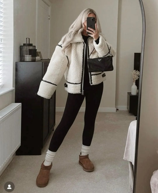 Cappotto Teddy Donna Beige | Giacca Calda e Morbida Moda Autunno Inverno TIAMUSE November