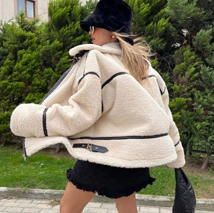 Cappotto Teddy Donna Beige | Giacca Calda e Morbida Moda Autunno Inverno TIAMUSE November