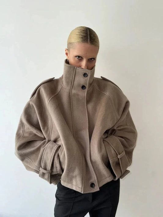 Cappotto corto da donna con collo alto - Giacca bomber autunno inverno | Paula TIAMUSE Outwear