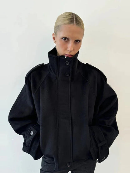 Cappotto corto da donna con collo alto - Giacca bomber autunno inverno | Paula TIAMUSE Outwear