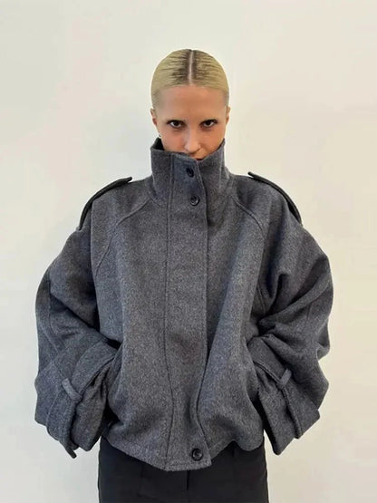 Cappotto corto da donna con collo alto - Giacca bomber autunno inverno | Paula TIAMUSE Outwear