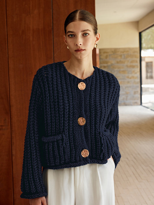 Cardigan Caldo Donna con Bottoni | Maglia Spessa Trend Moda Donna 2025 TIAMUSE