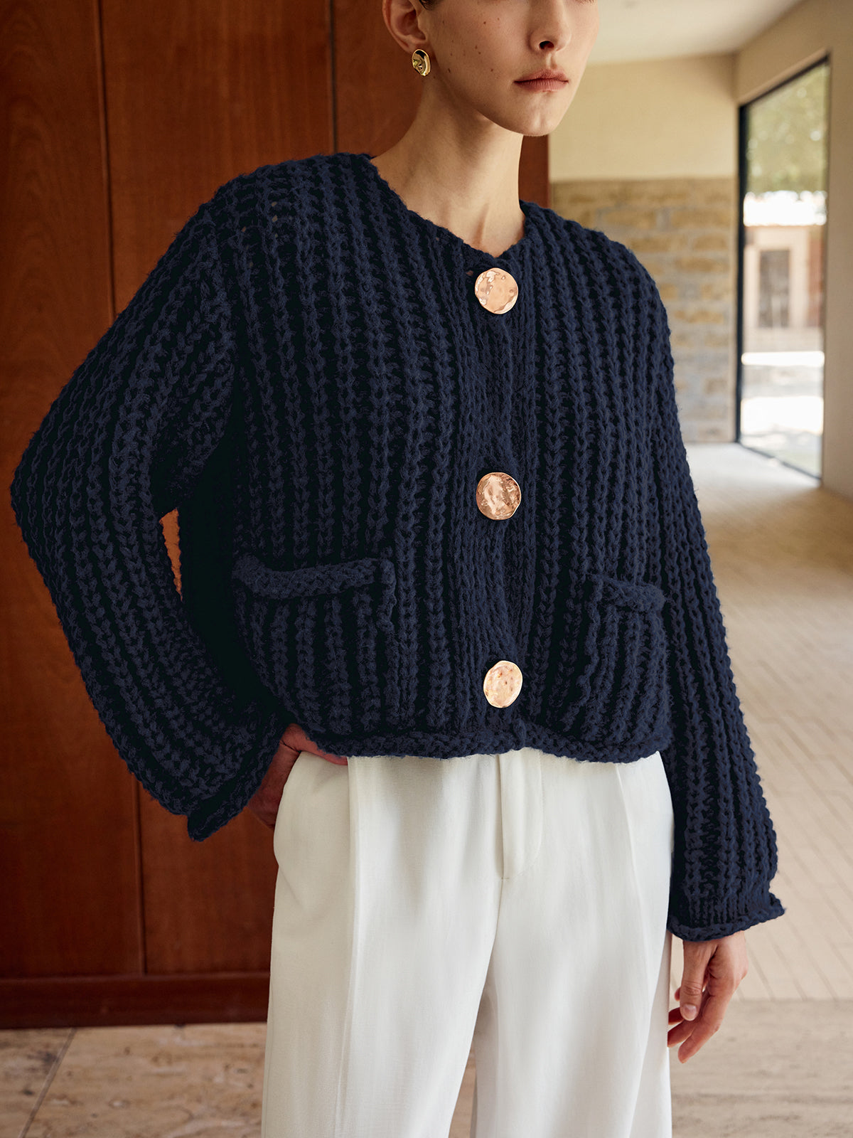 Cardigan Caldo Donna con Bottoni | Maglia Spessa Trend Moda Donna 2025 TIAMUSE