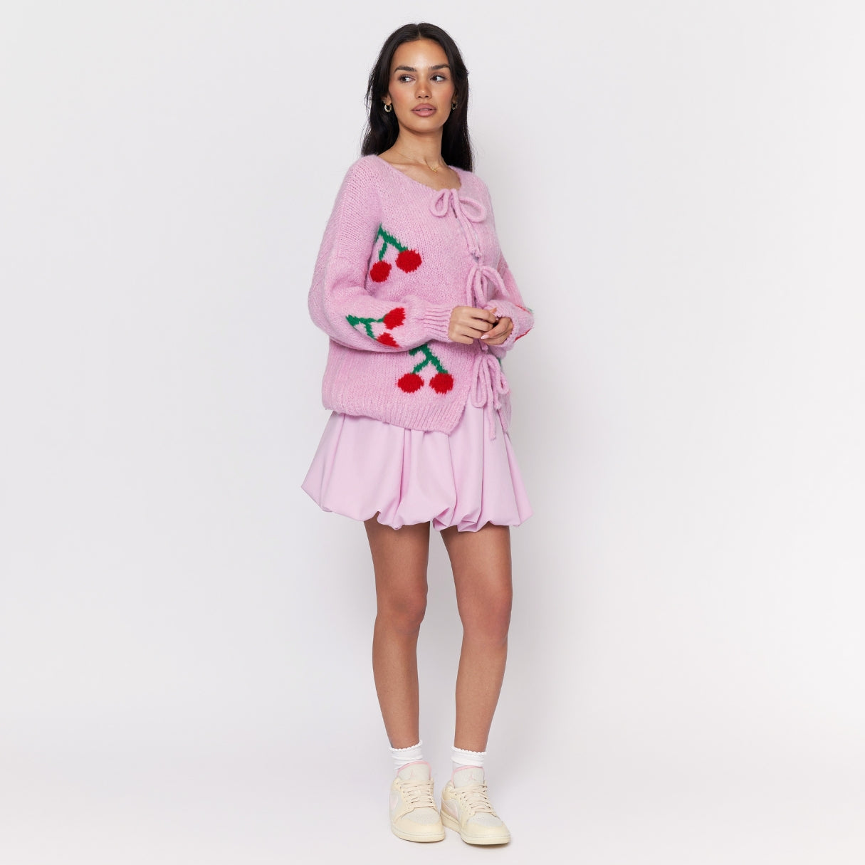 Cardigan Donna Rosa con Motivo a Ciliegie 2025 | Charm Blossom TIAMUSE Cardigans