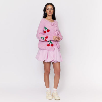 Cardigan Donna Rosa con Motivo a Ciliegie 2025 | Charm Blossom TIAMUSE Cardigans