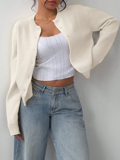 Cardigan Donna in Maglia Basic | Pullover Corto Slim Versatile TIAMUSE Cardigan