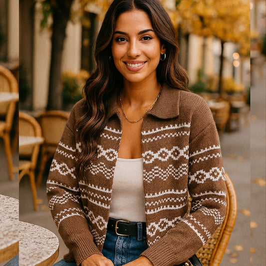 Cardigan Marrone con Cerniera | Maglione Caldo per Autunno Inverno TIAMUSE Cardigan