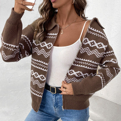 Cardigan Marrone con Cerniera | Maglione Caldo per Autunno Inverno TIAMUSE Cardigan