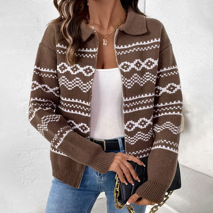 Cardigan Marrone con Cerniera | Maglione Caldo per Autunno Inverno TIAMUSE Cardigan
