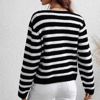 Cardigan a Righe Donna Elegante | Maglione Lavorato Autunno Inverno TIAMUSE