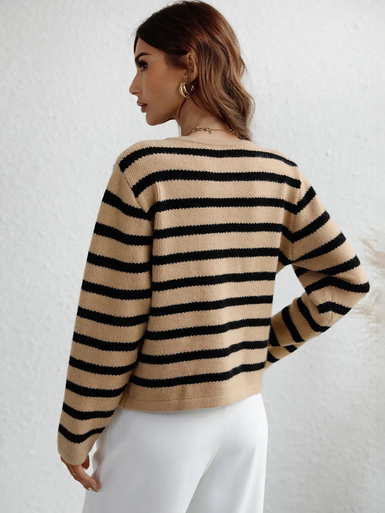 Cardigan a Righe Donna Elegante | Maglione Lavorato Autunno Inverno TIAMUSE