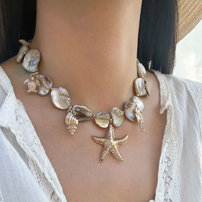 Collana Trendy con Conchiglie e Stella – Accessori Moda Donna 2025 TIAMUSE ACCESSORI