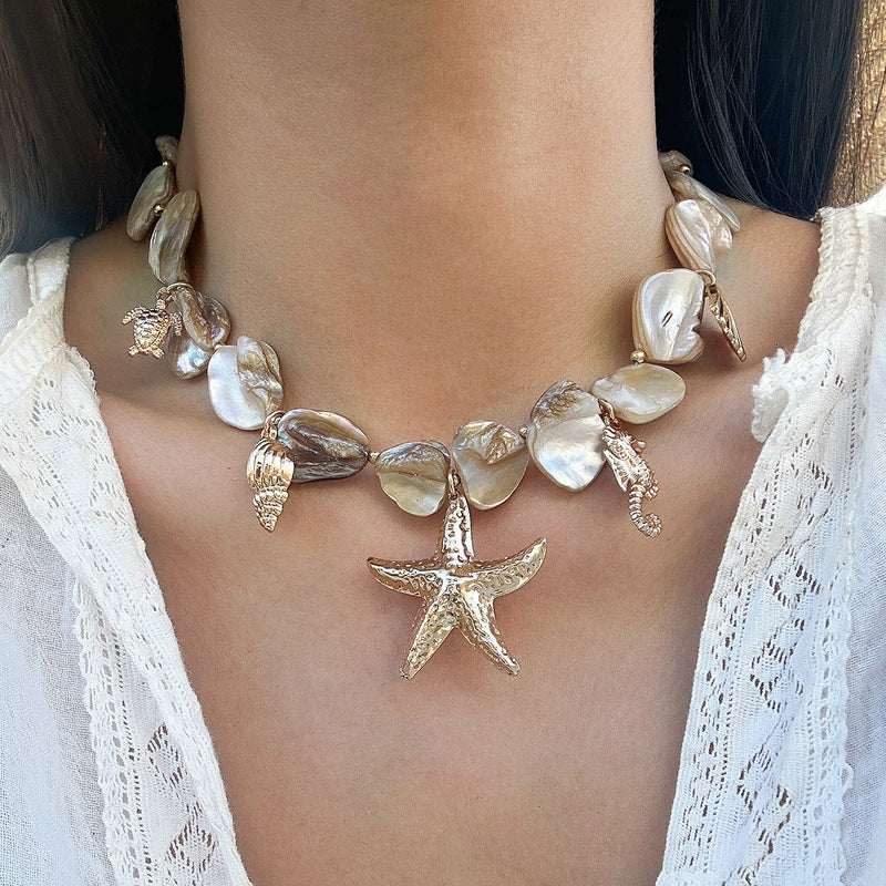 Collana Trendy con Conchiglie e Stella – Accessori Moda Donna 2025 TIAMUSE ACCESSORI