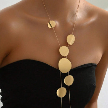 Collana lunga con elementi geometrici – Gioiello dorato di grande effetto TIAMUSE ACCESSORI