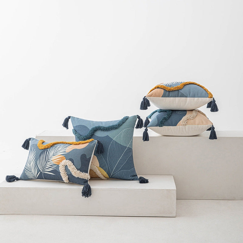 Housse de couette colorée avec toucher – design élégant à rayures bleues et jaunes | Novalise