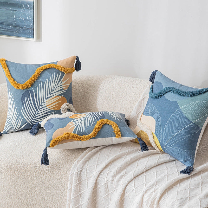 Housse de couette colorée avec toucher – design élégant à rayures bleues et jaunes | Novalise