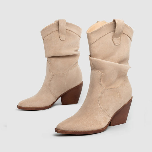 Comodi Stivali da Donna Autunnali con Tacco Medio in Stile Cowboy | Niora TIAMUSE Boots