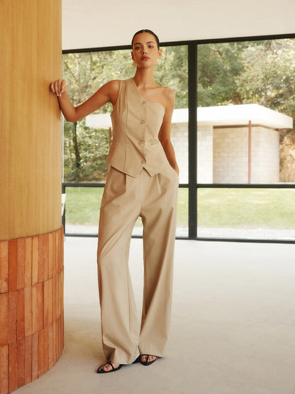 Completo Donna Casual Chic in Lino e Cotone | Pantaloni Estivi Beige - Rocío TIAMUSE Pants Women