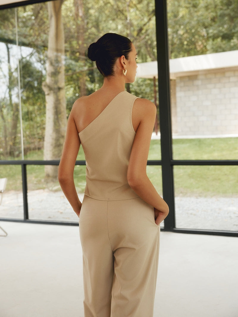 Completo Donna Casual Chic in Lino e Cotone | Pantaloni Estivi Beige - Rocío TIAMUSE Pants Women