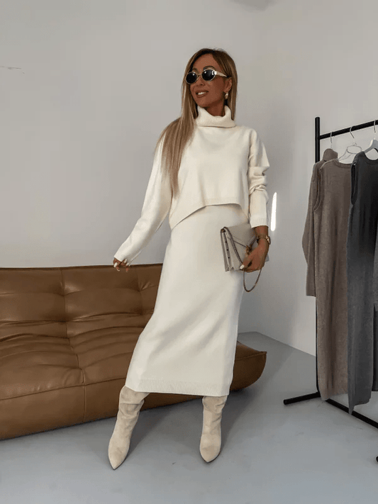 Completo Elegante Donna 2025 | Ensemble Maglione e Abito in Maglia TIAMUSE Sets