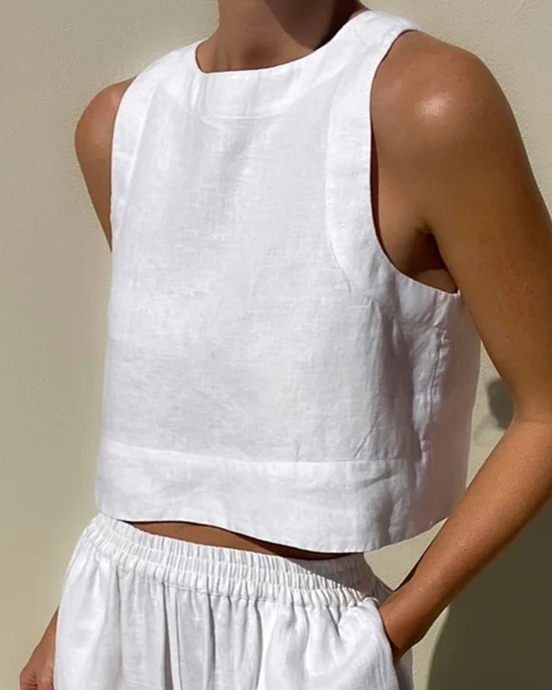 Completo in Lino Donna | Set Due Pezzi Elegante e Casual per Spiaggia, Vacanza & Brunch TIAMUSE Completo in Lino