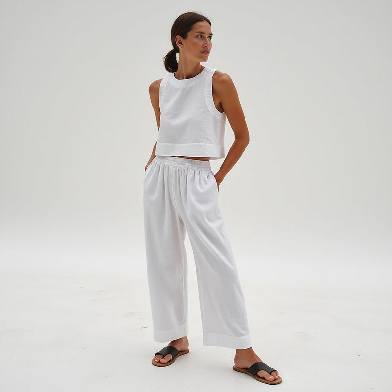 Completo in Lino Donna | Set Due Pezzi Elegante e Casual per Spiaggia, Vacanza & Brunch TIAMUSE Completo in Lino
