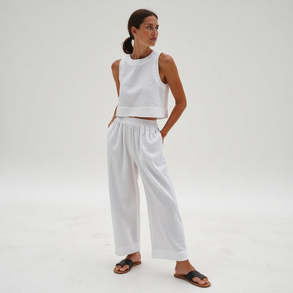 Completo in Lino Donna | Set Due Pezzi Elegante e Casual per Spiaggia, Vacanza & Brunch TIAMUSE Completo in Lino